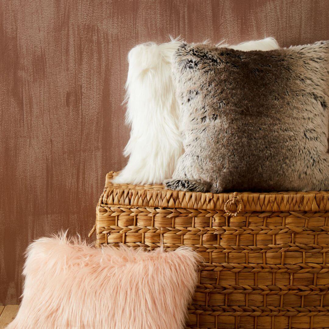 Sumptuous Mocha Ombre Faux Fur Square Cushion