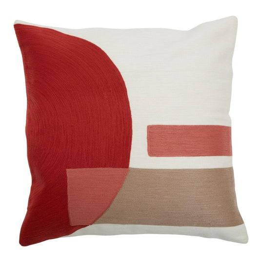 Vibrant Modern Abstract Cushion in Red & White