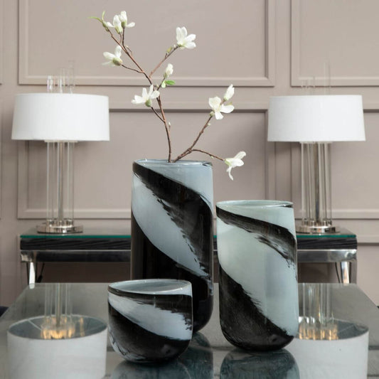 Artful Large Brushstroke Vase in Grey & Black