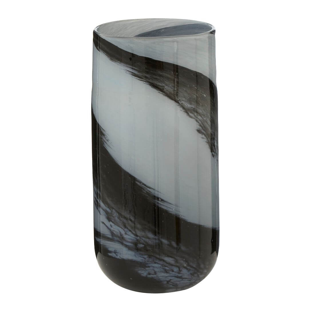 Artful Large Brushstroke Vase in Grey & Black