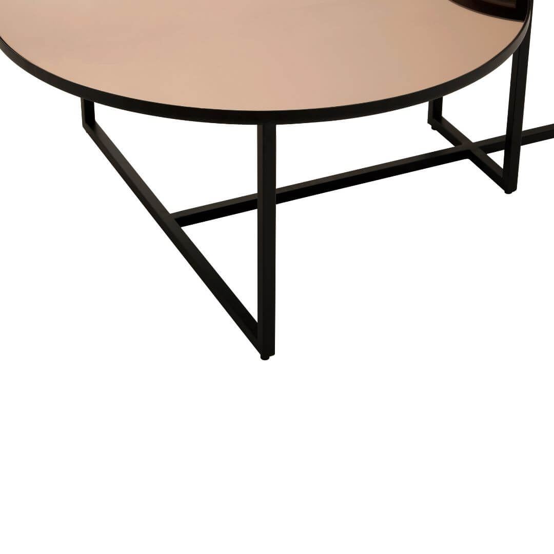 Sophisticated Glass Coffee Table Set - Luxe Bronze & Black Design