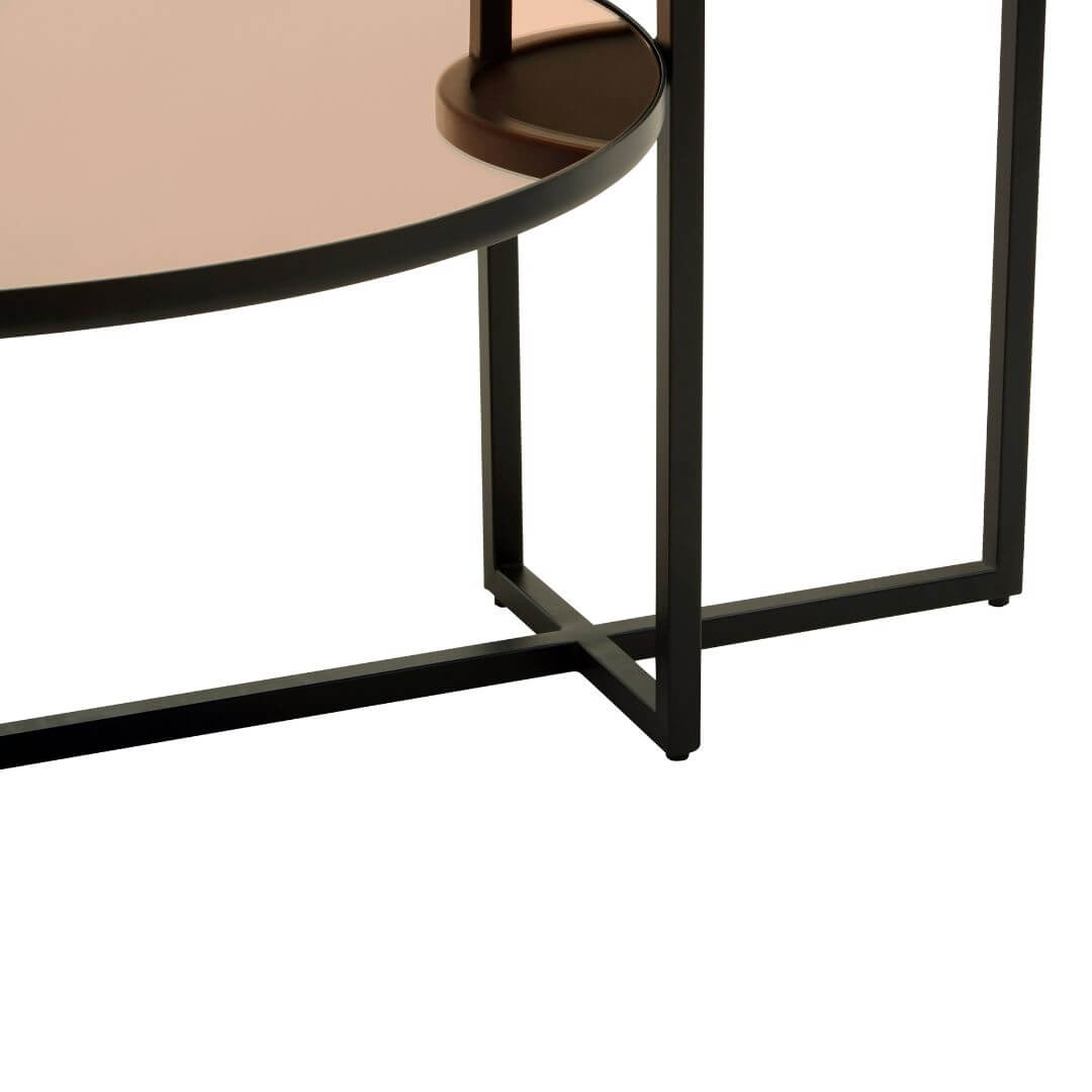 Sophisticated Glass Coffee Table Set - Luxe Bronze & Black Design