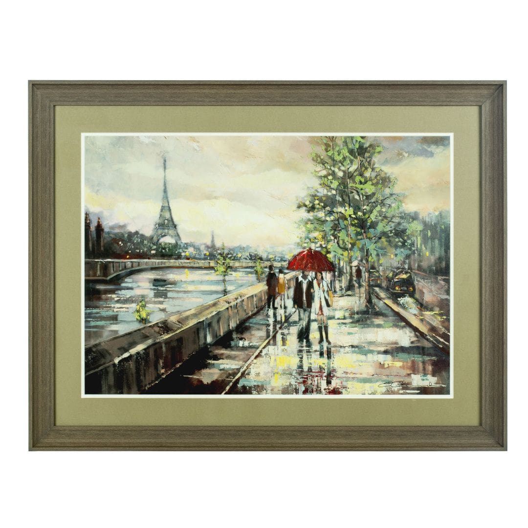 Paris Rainy Day Wall Art - Romantic Cityscape Framed Print