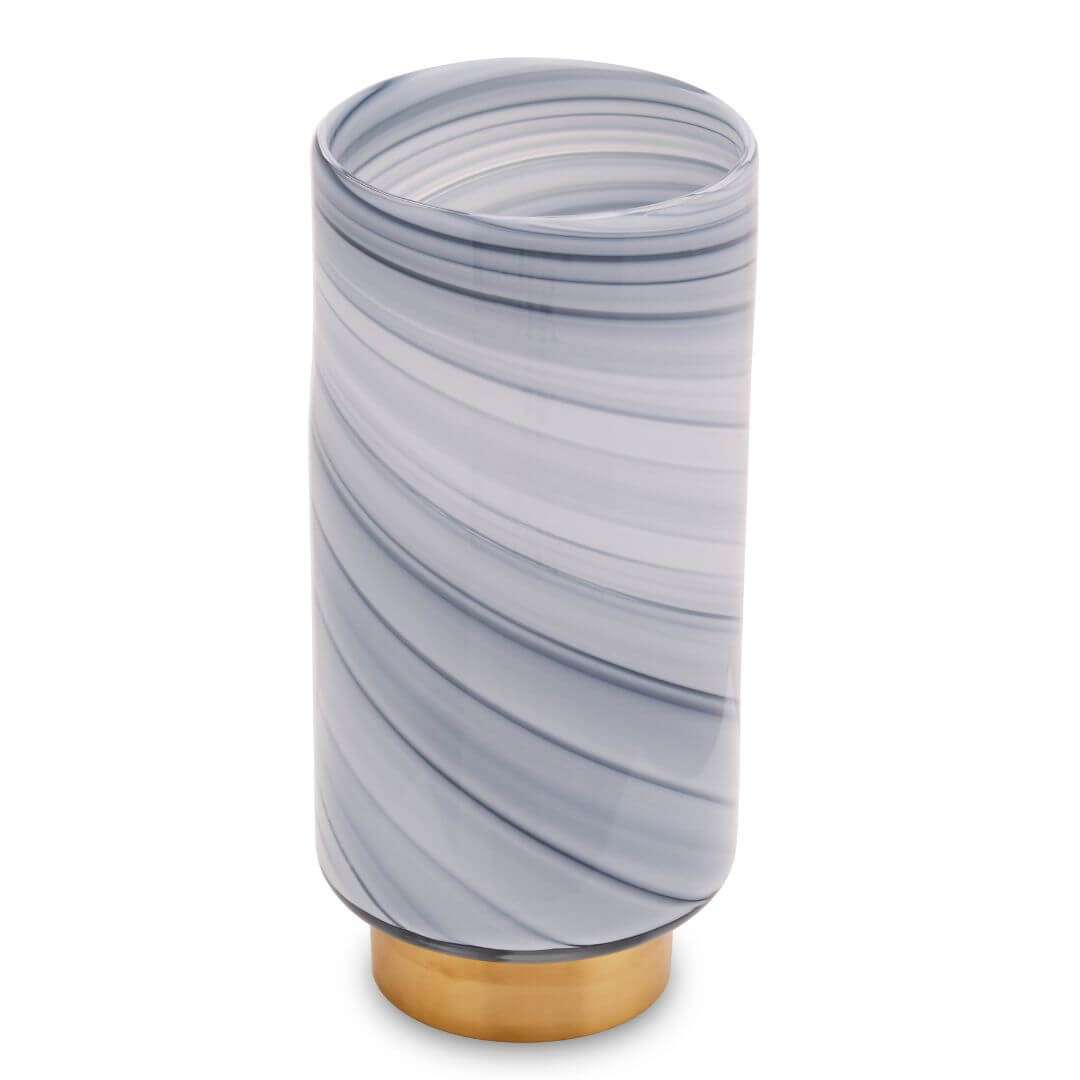 Chic Grey Swirl Vase Featuring Luxurious Gold Base