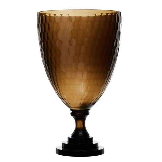 Chic Medium Glass Candle Holder in Honeycomb Design