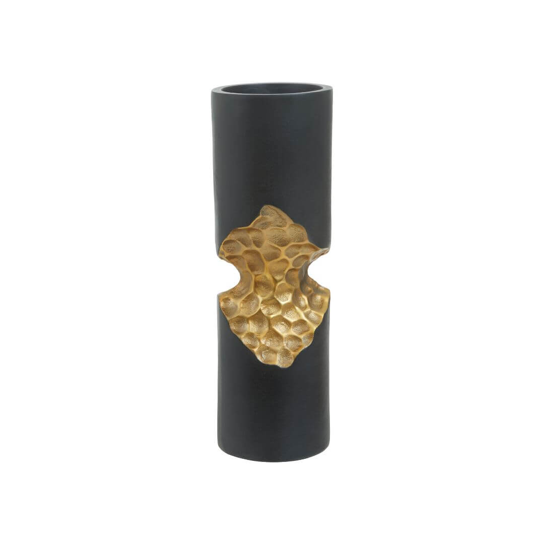 Luxurious Gold Candle Holder with Unique Black & Honeycomb Style