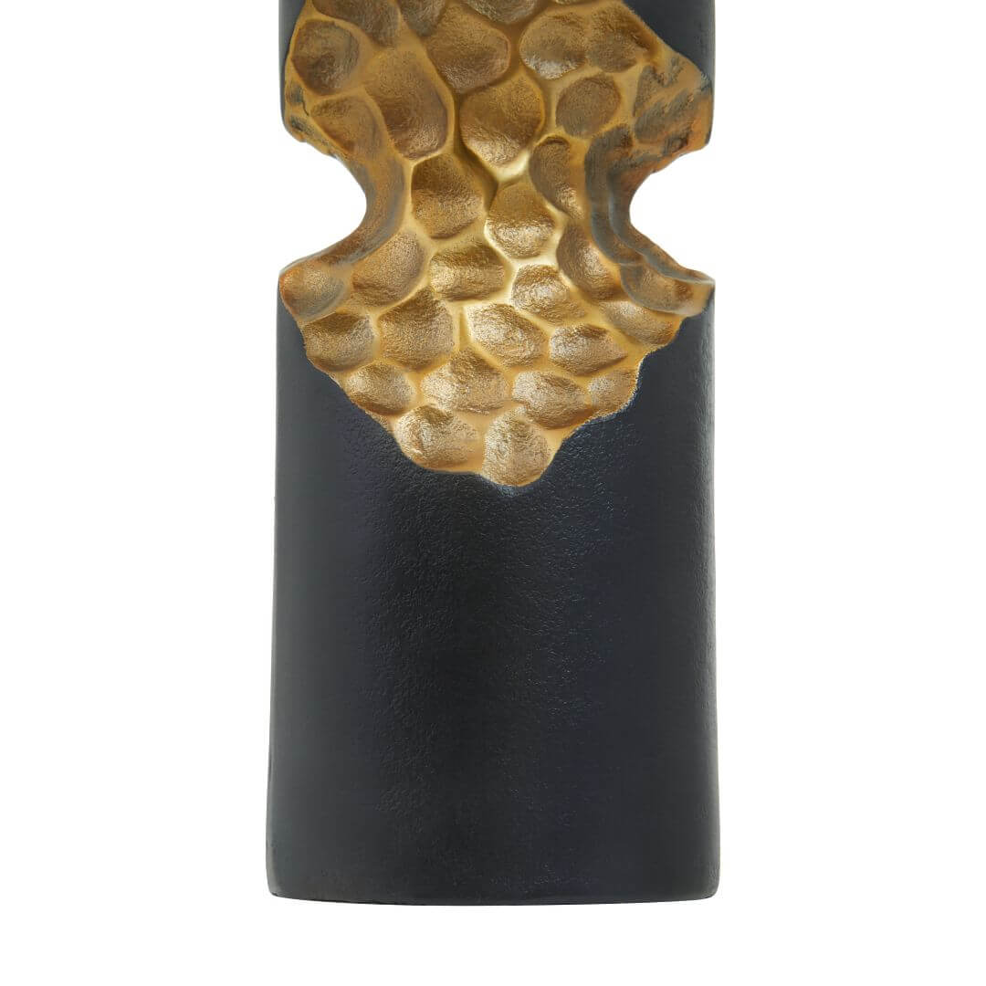 Luxurious Gold Candle Holder with Unique Black & Honeycomb Style