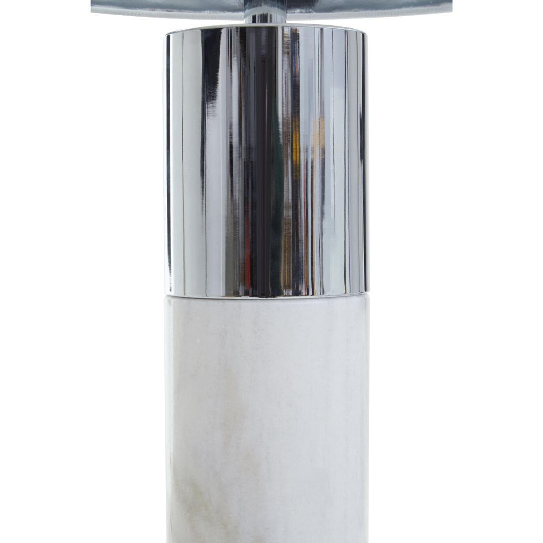 White Marble and Chrome Table Lamp - Elemental Modern Style