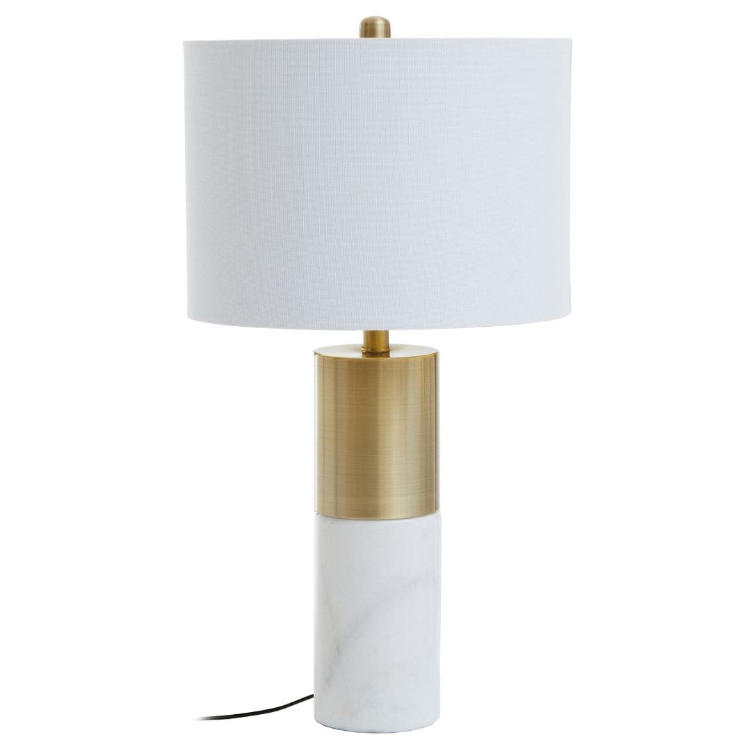 Contemporary Marble Column Table Lamp with Chrome Finish