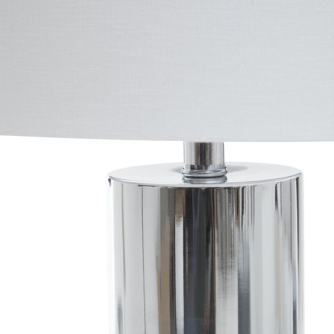 Black Marble Column Lamp with Sleek Chrome Base