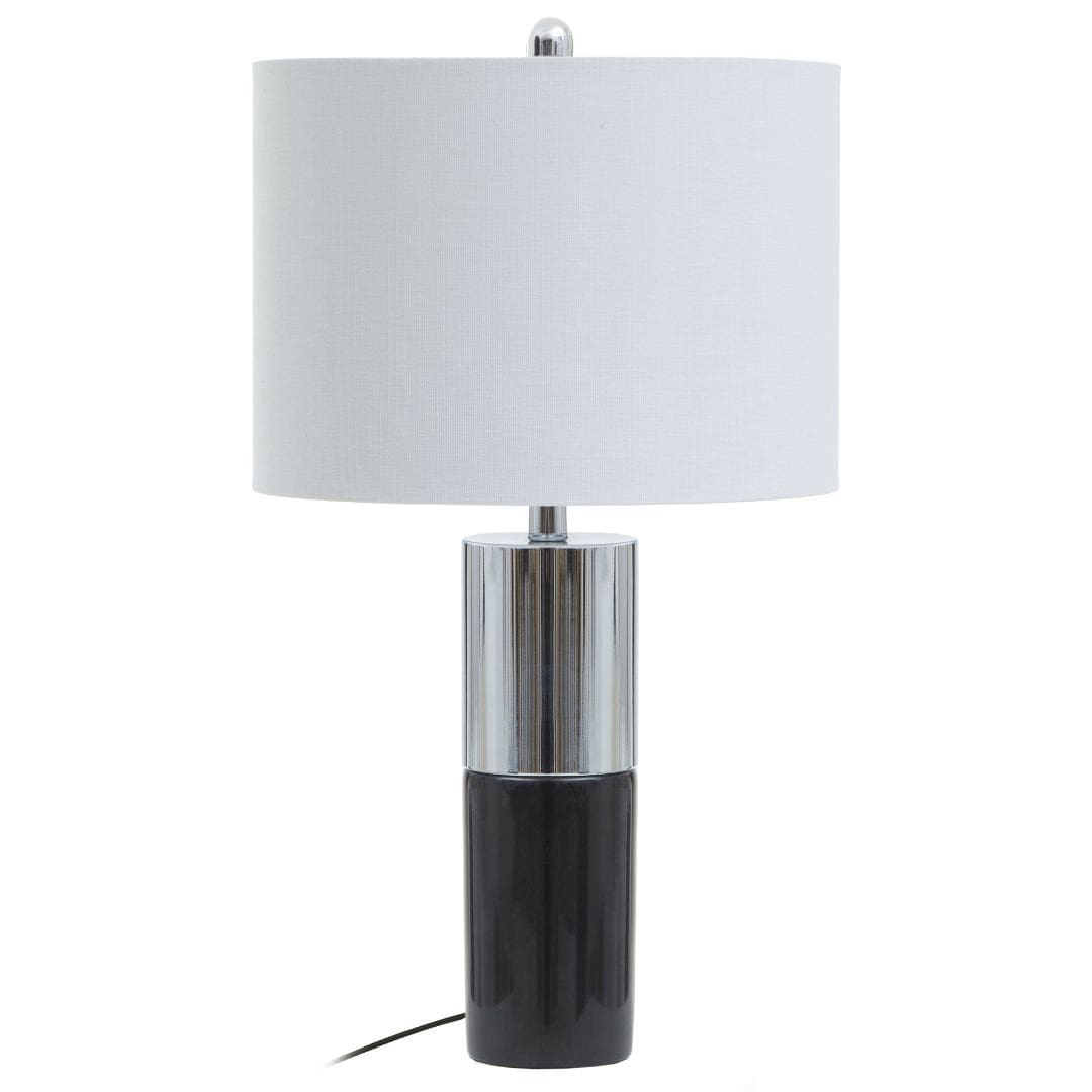 Black Marble Column Lamp with Sleek Chrome Base