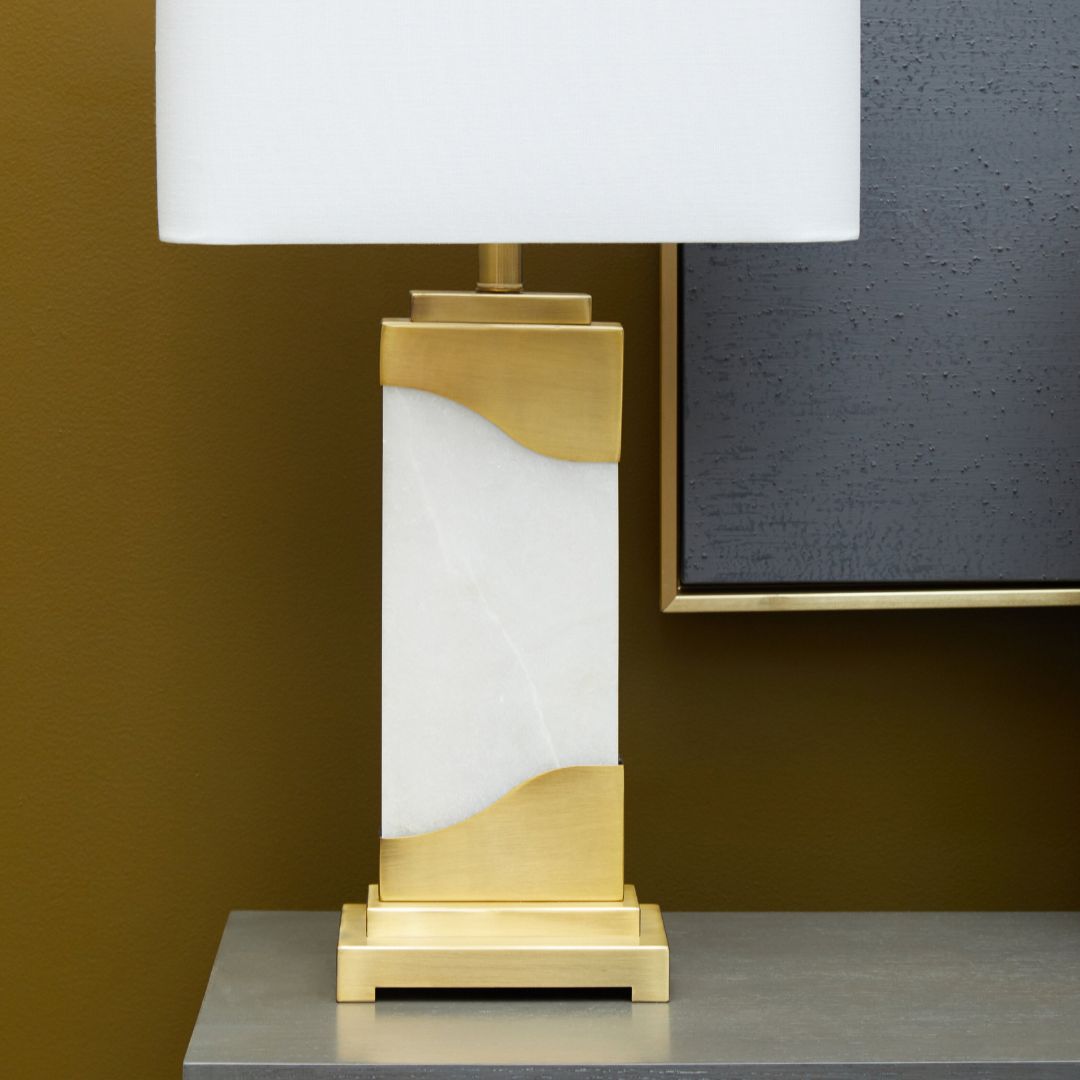 Modern Table Lamp - White Marble and Gold