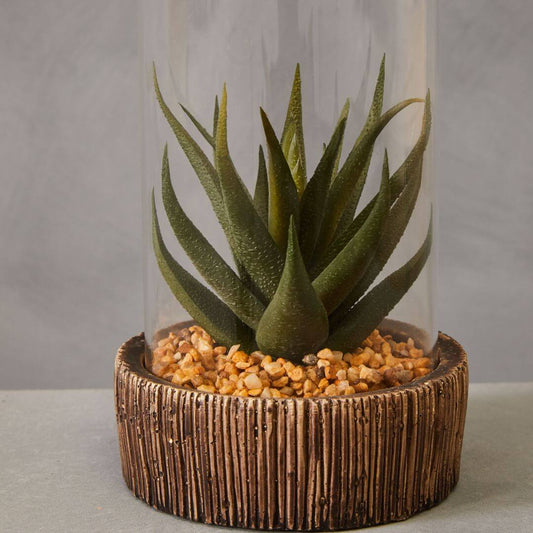 Charming Faux Succulent in Natural Stone Base - Perfect for Home Decor