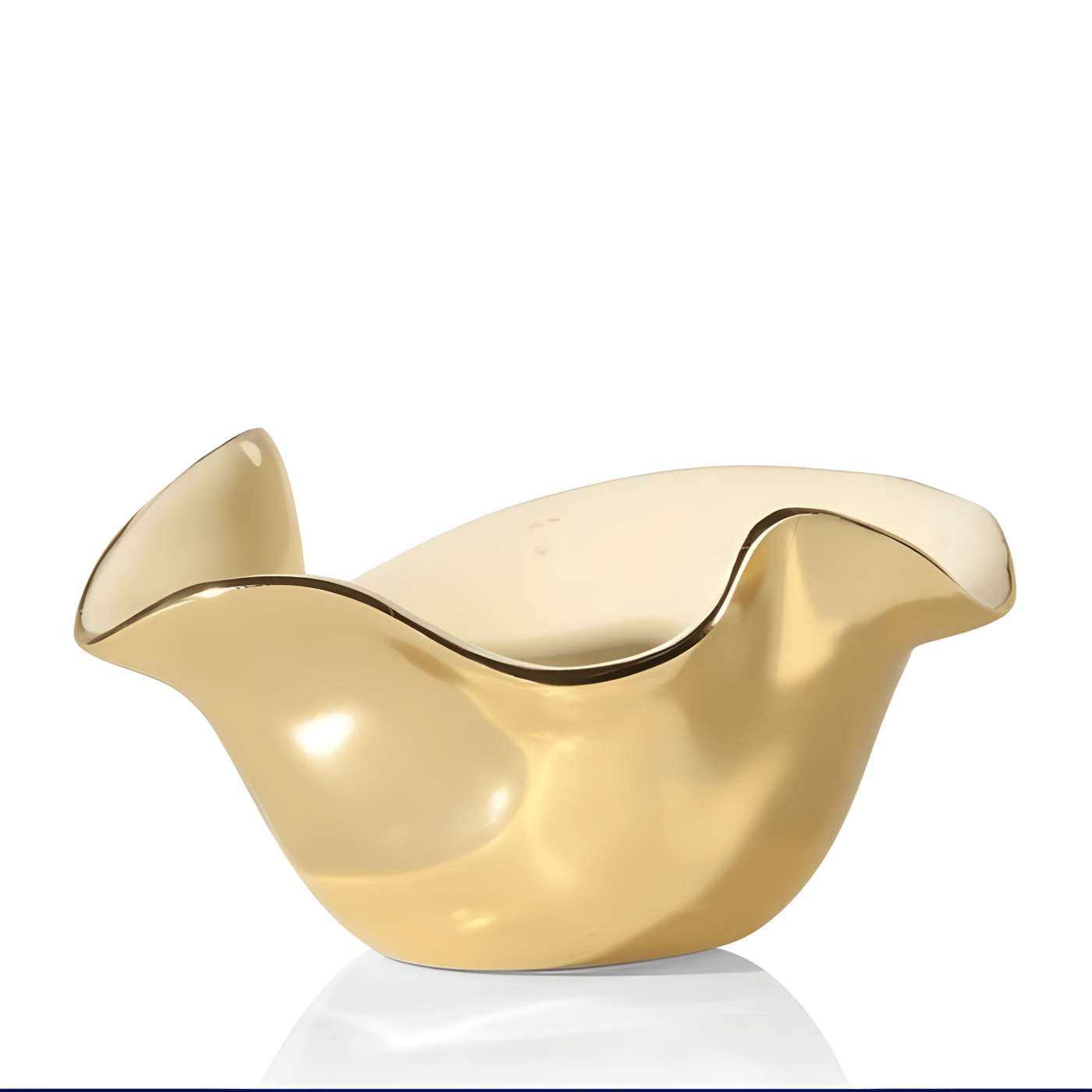 Nima Oberoi Lunares Ruffled Oyster Bowl with Elegant Gold Accents