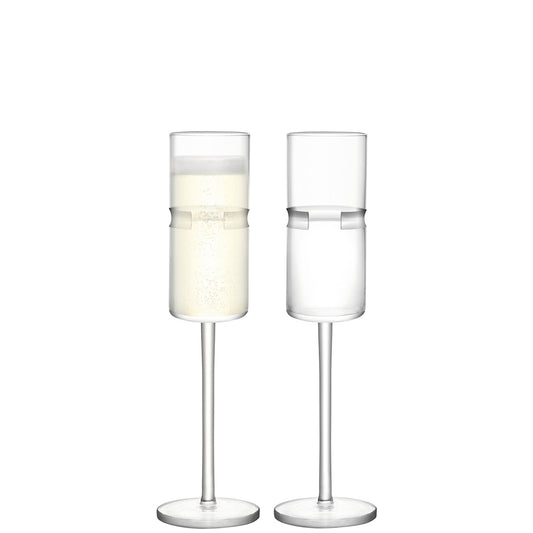 Set of 2 LSA Horizon Champagne Flutes - Elegant Cut Design