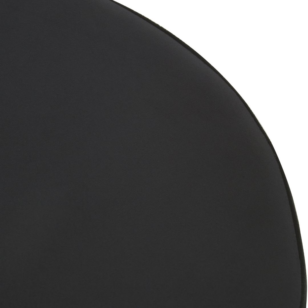 Modern Velvet Round Stool in Stylish Black & Silver