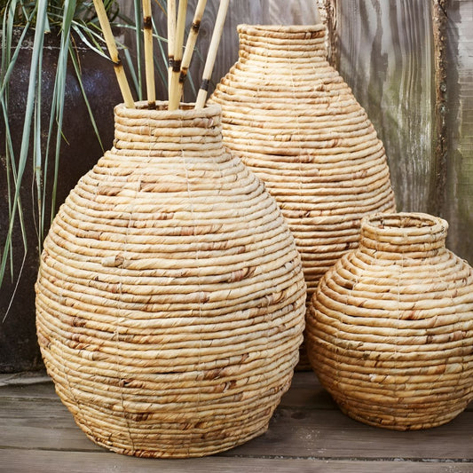 Handwoven Rustic Water Hyacinth Vase