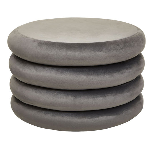 Luxurious Grey Velvet Round Stool - Elegant Statement Piece