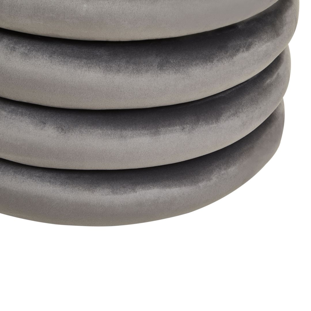 Luxurious Grey Velvet Round Stool - Elegant Statement Piece