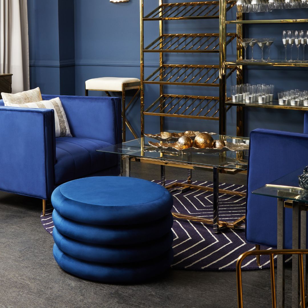 Sophisticated Midnight Blue Round Stool