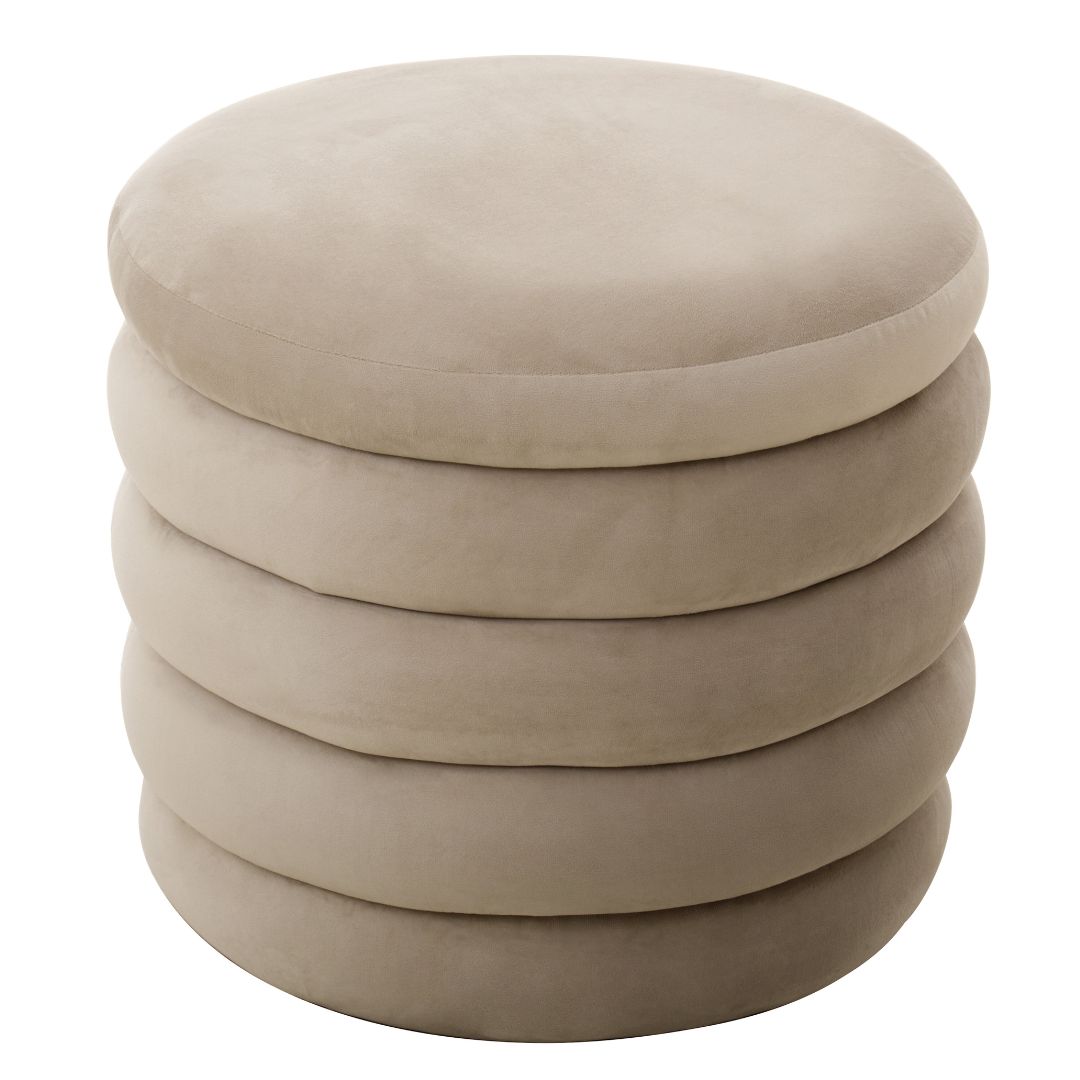 Luxurious Mink Velvet Round Footstool - Elegant Home Decor