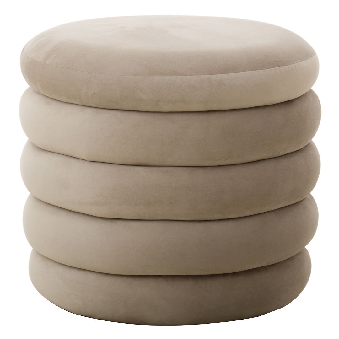 Luxurious Mink Velvet Round Footstool - Elegant Home Decor