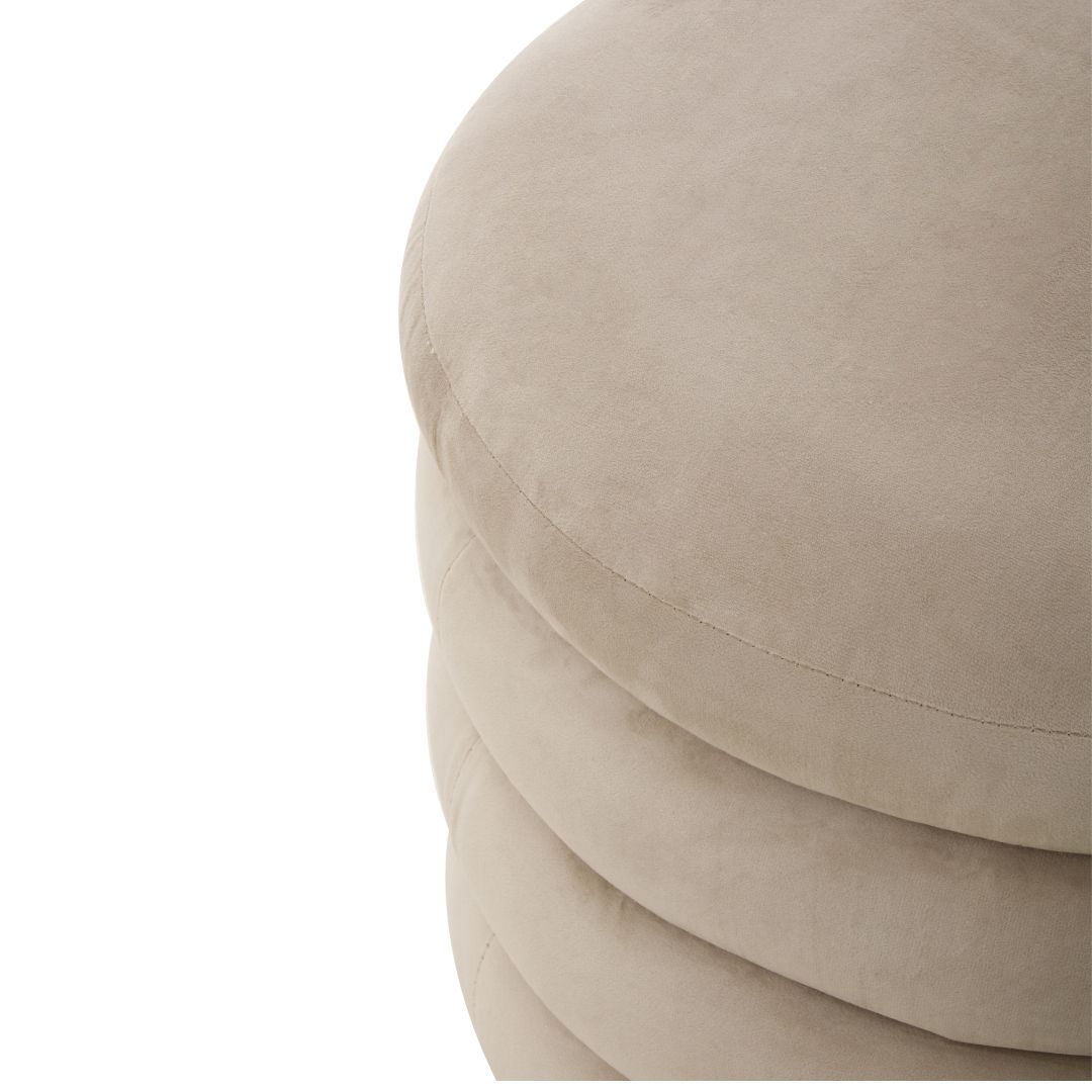 Luxurious Mink Velvet Round Footstool - Elegant Home Decor