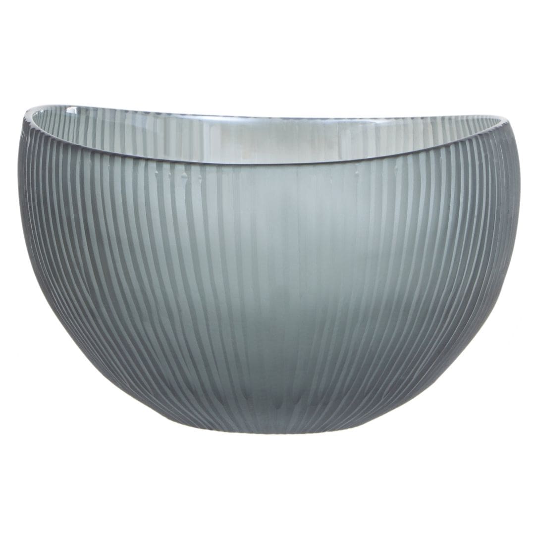 Elegant Grey Fluted Bowl - Handmade Tabletop Accent with Textured Detail