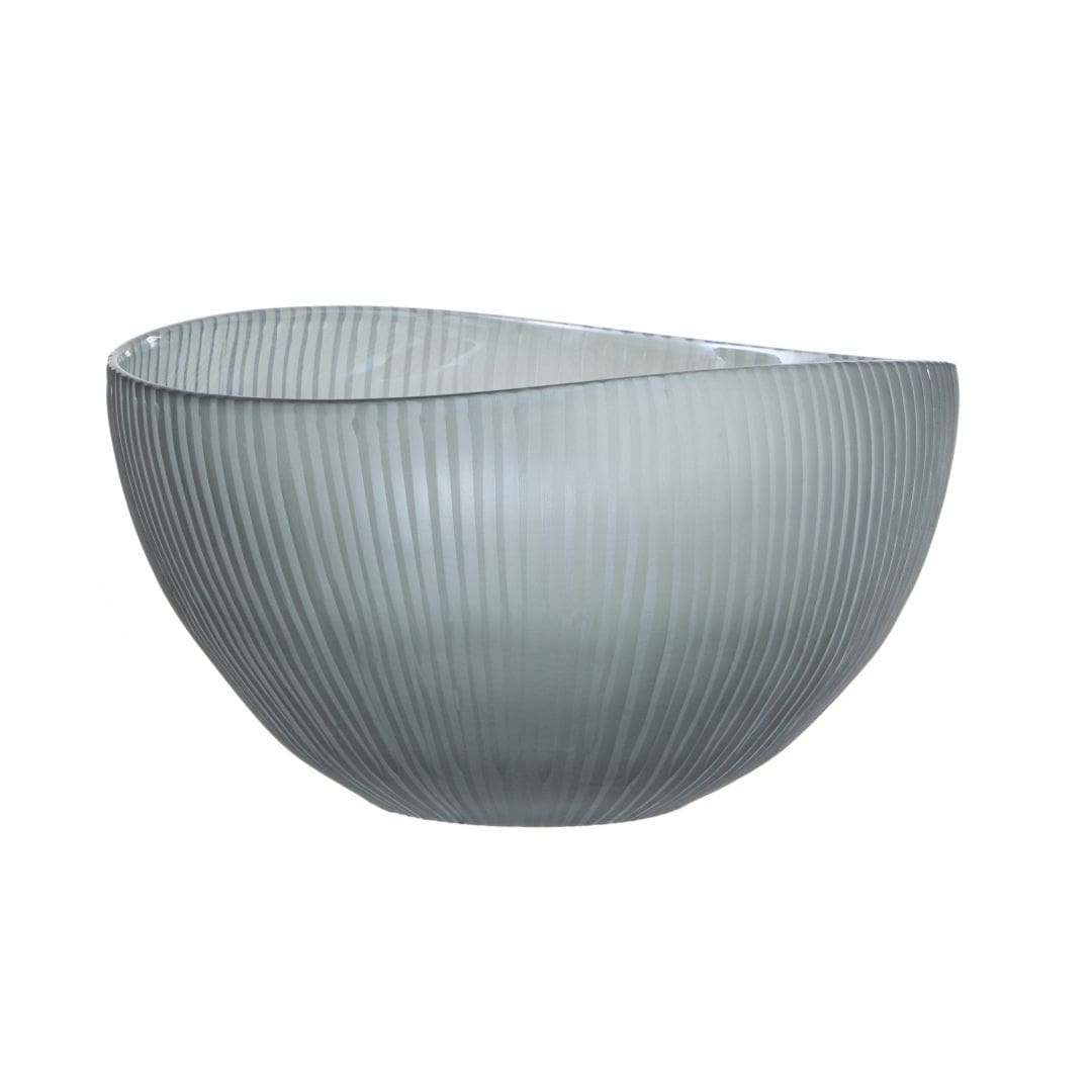 Elegant Grey Fluted Bowl - Handmade Tabletop Accent with Textured Detail