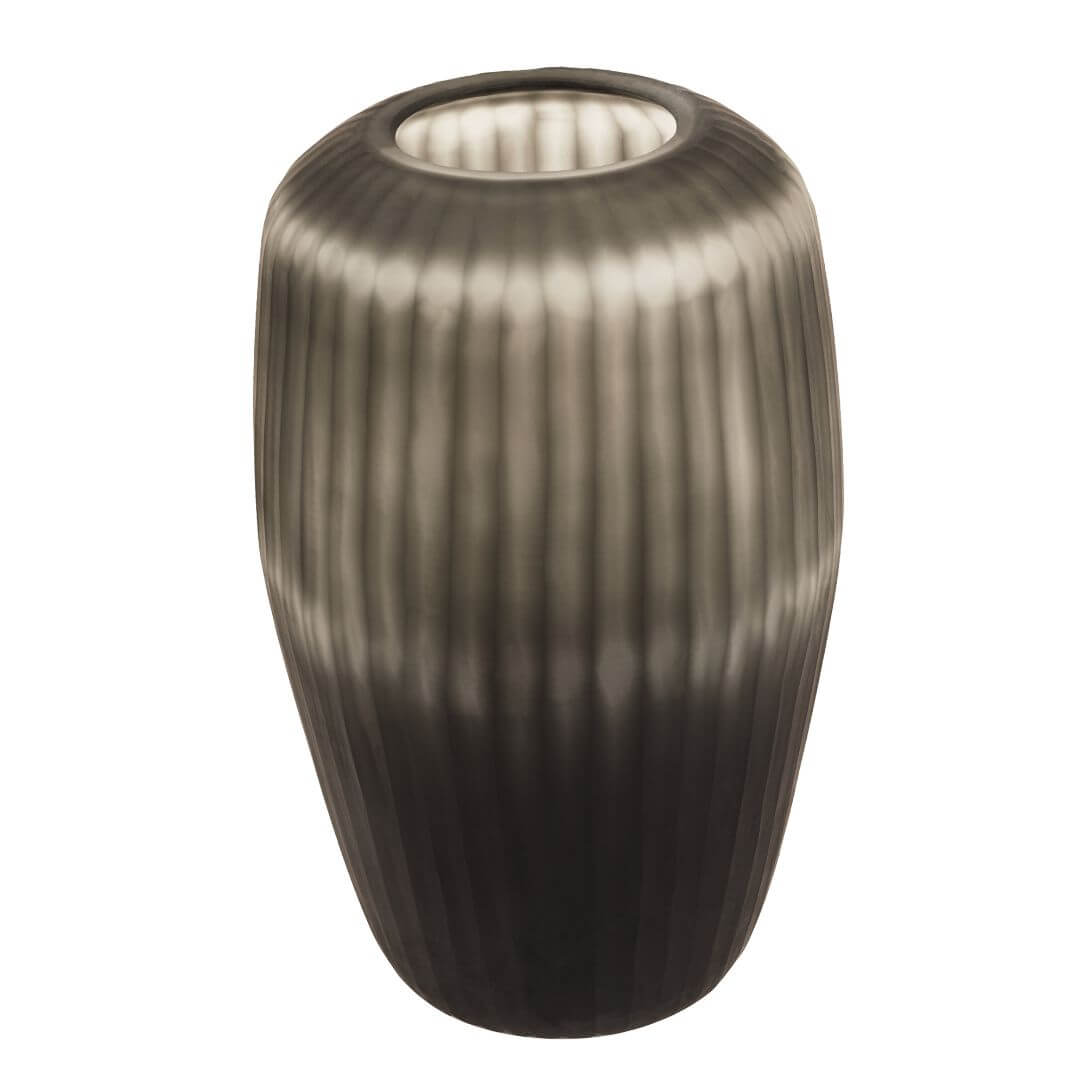 Elegant Ombre Black Ribbed Glass Vase for Modern Decor