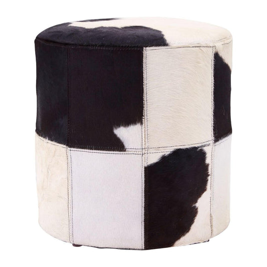 Chelsea Townhouse Stylish Black/White Cowhide Accent Stool