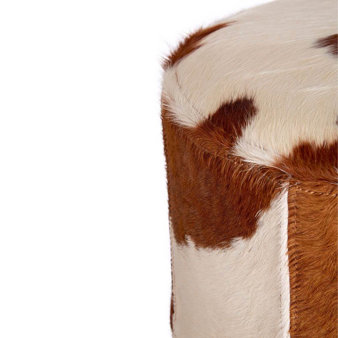 Chelsea Townhouse Brown & White Cowhide Accent Stool