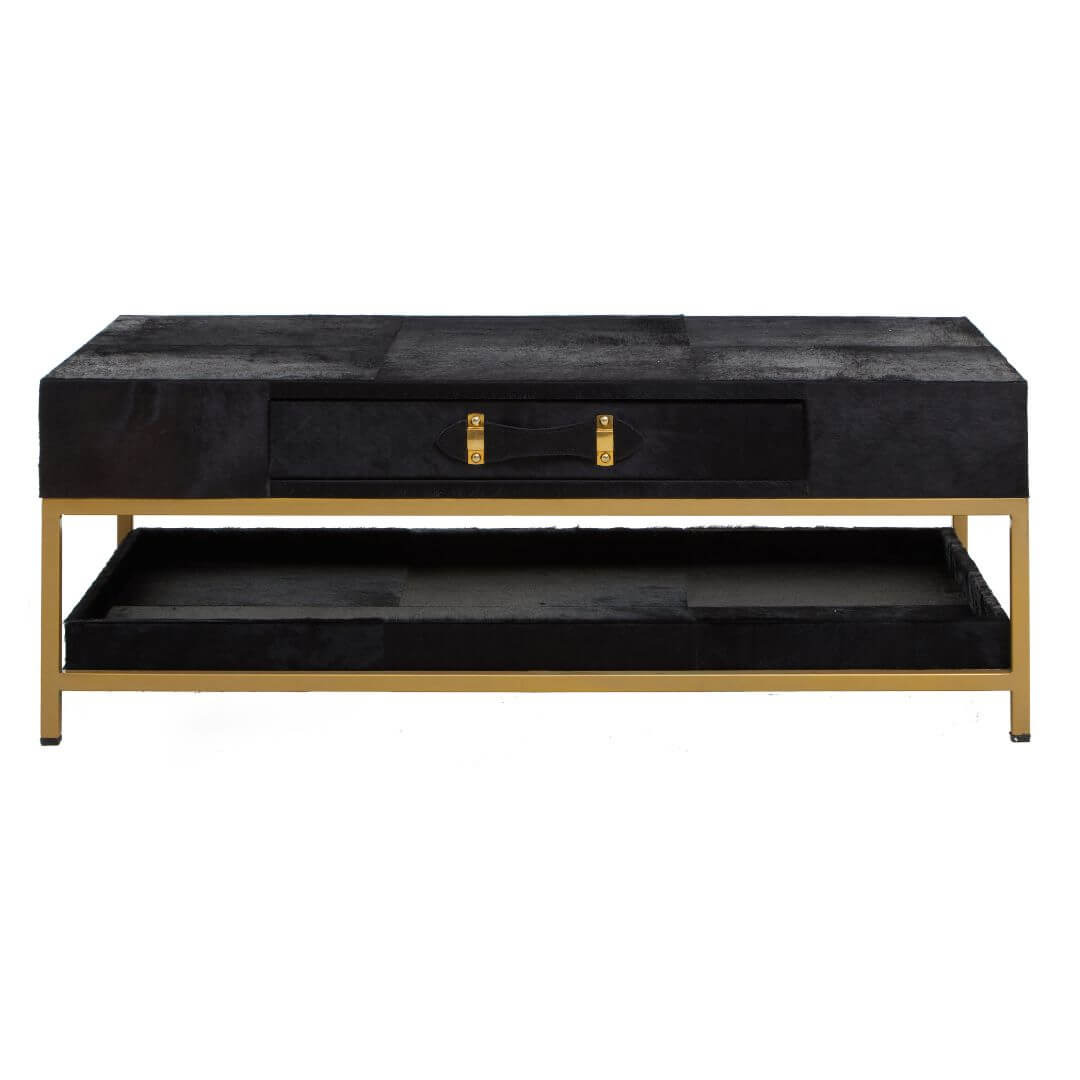 Statement Piece: Chelsea Townhouse Black & Gold Hair-On-Hide Table