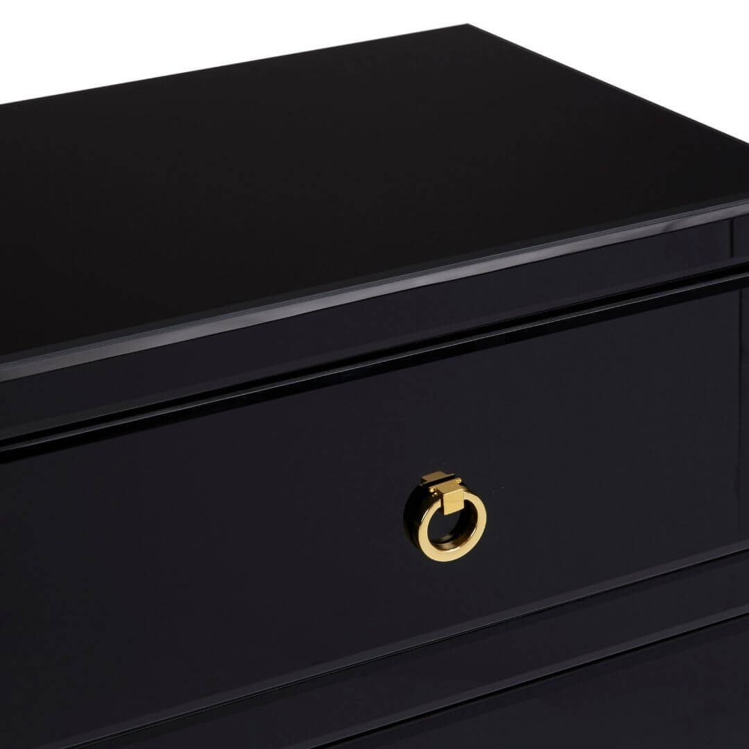 Chelsea Townhouse Black Cabinet with Elegant Gold Accents