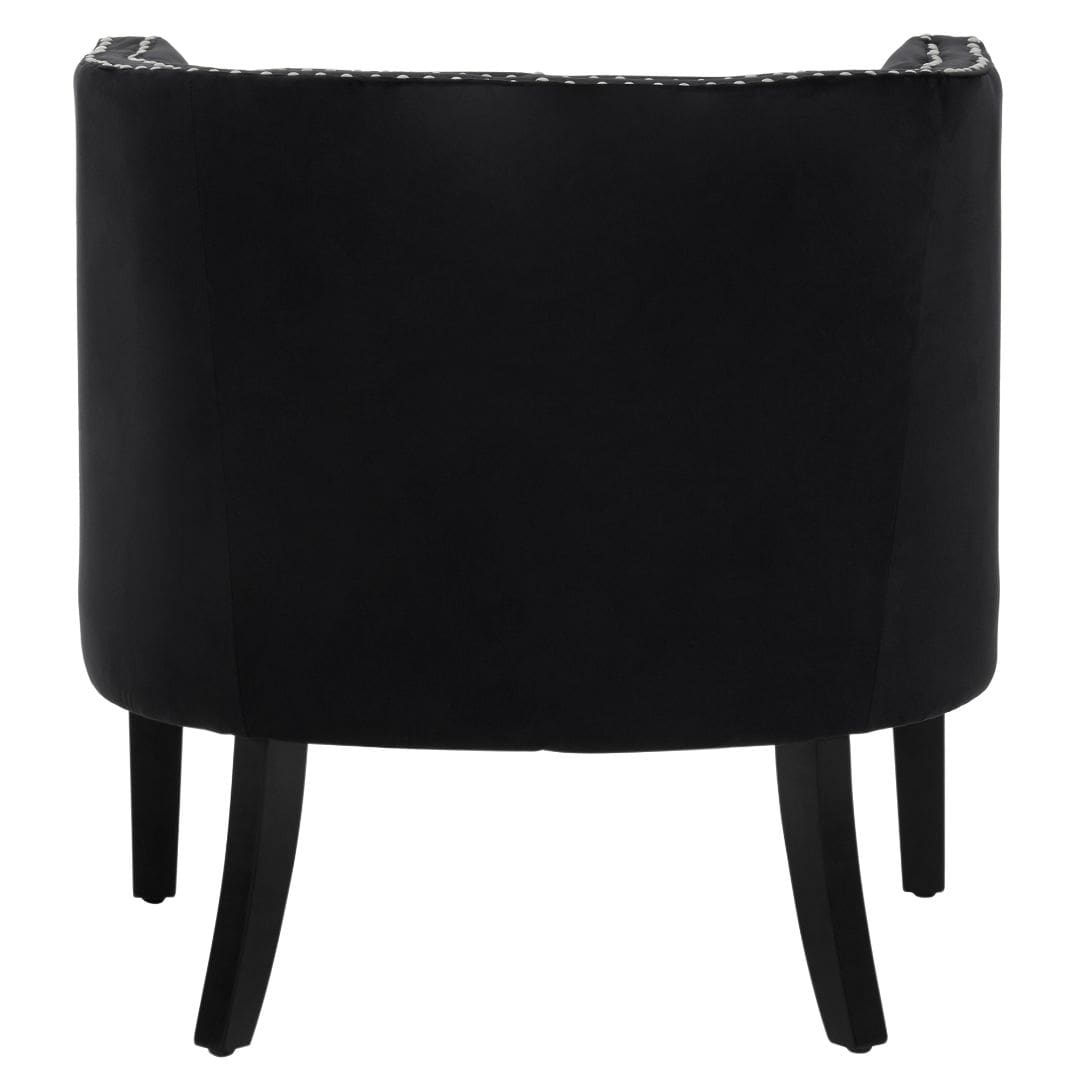 Luxurious Black Velvet & Studs Accent Chair - Stylish Seating