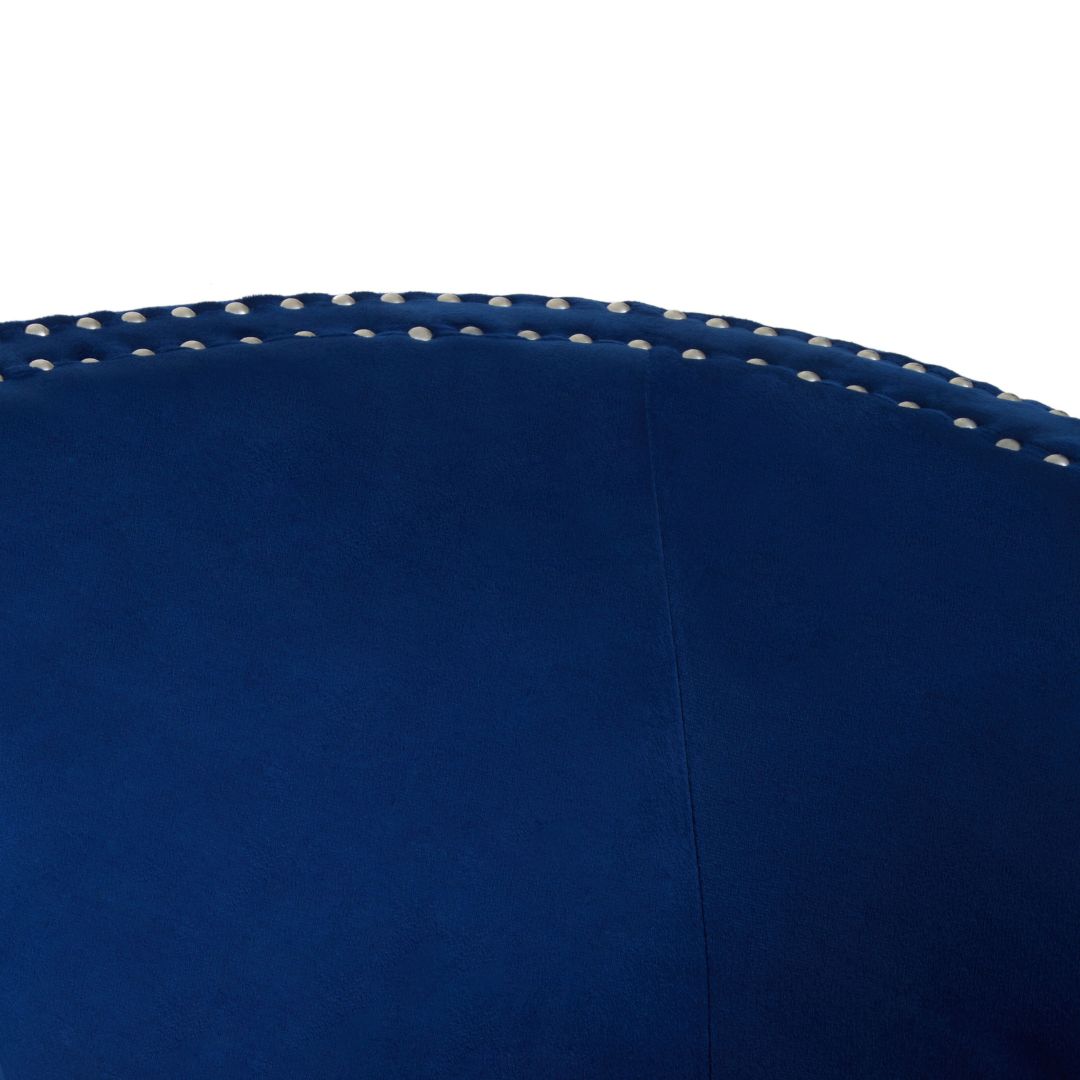 Gorgeous Blue Velvet Accent Chair with Stunning Studded Details