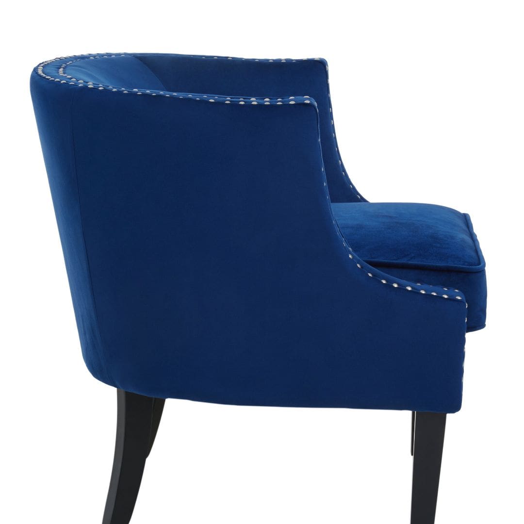 Gorgeous Blue Velvet Accent Chair with Stunning Studded Details