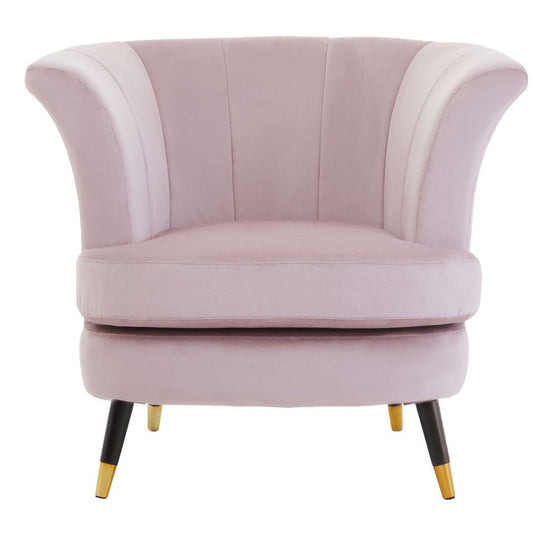 Luxurious Dusky Pink Velvet Curved Accent Chair