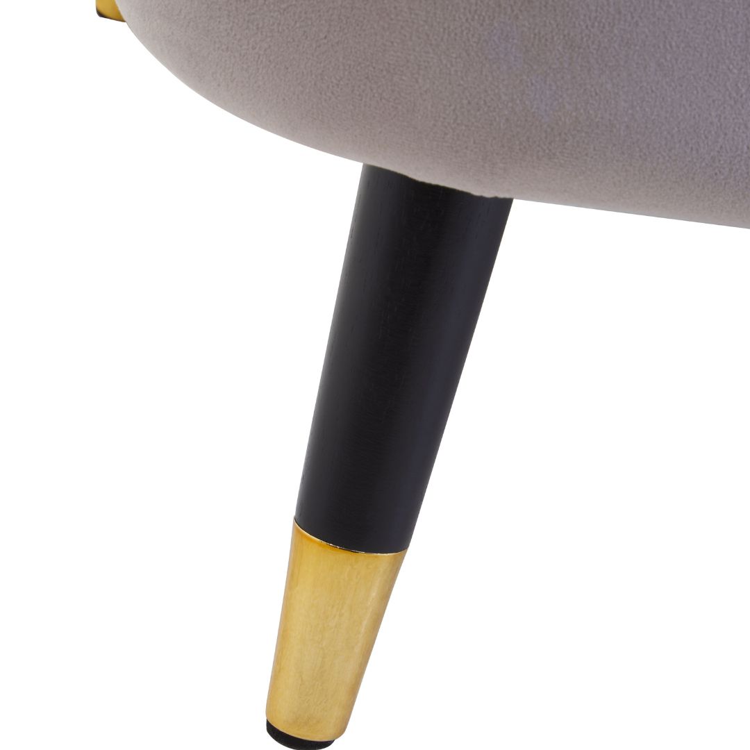 Stylish Curved Accent Chair in Soft Mink Velvet
