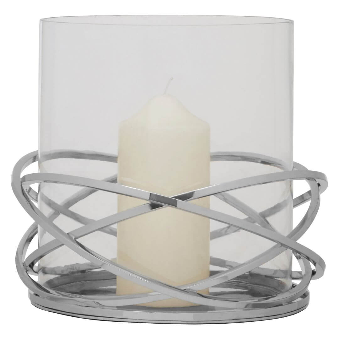 Large Silver Twist Finish Candle Holder