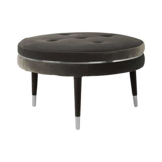 Park Lane Signature Black Velvet Footstool - Cozy and Chic Addition