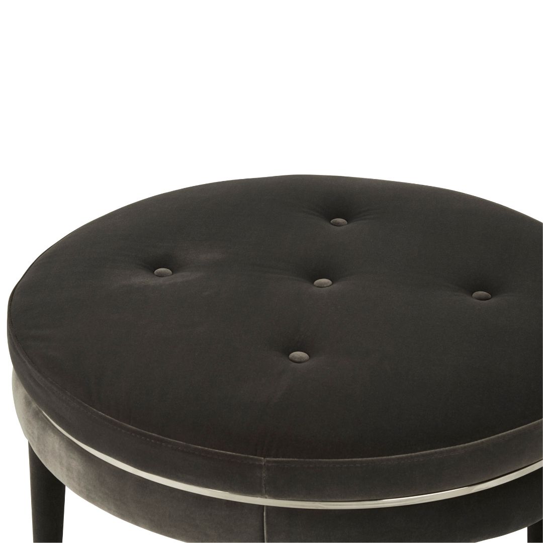 Park Lane Signature Black Velvet Footstool - Cozy and Chic Addition