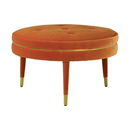 Park Lane Orange Velvet Footstool - Cozy Ottoman for Modern Home