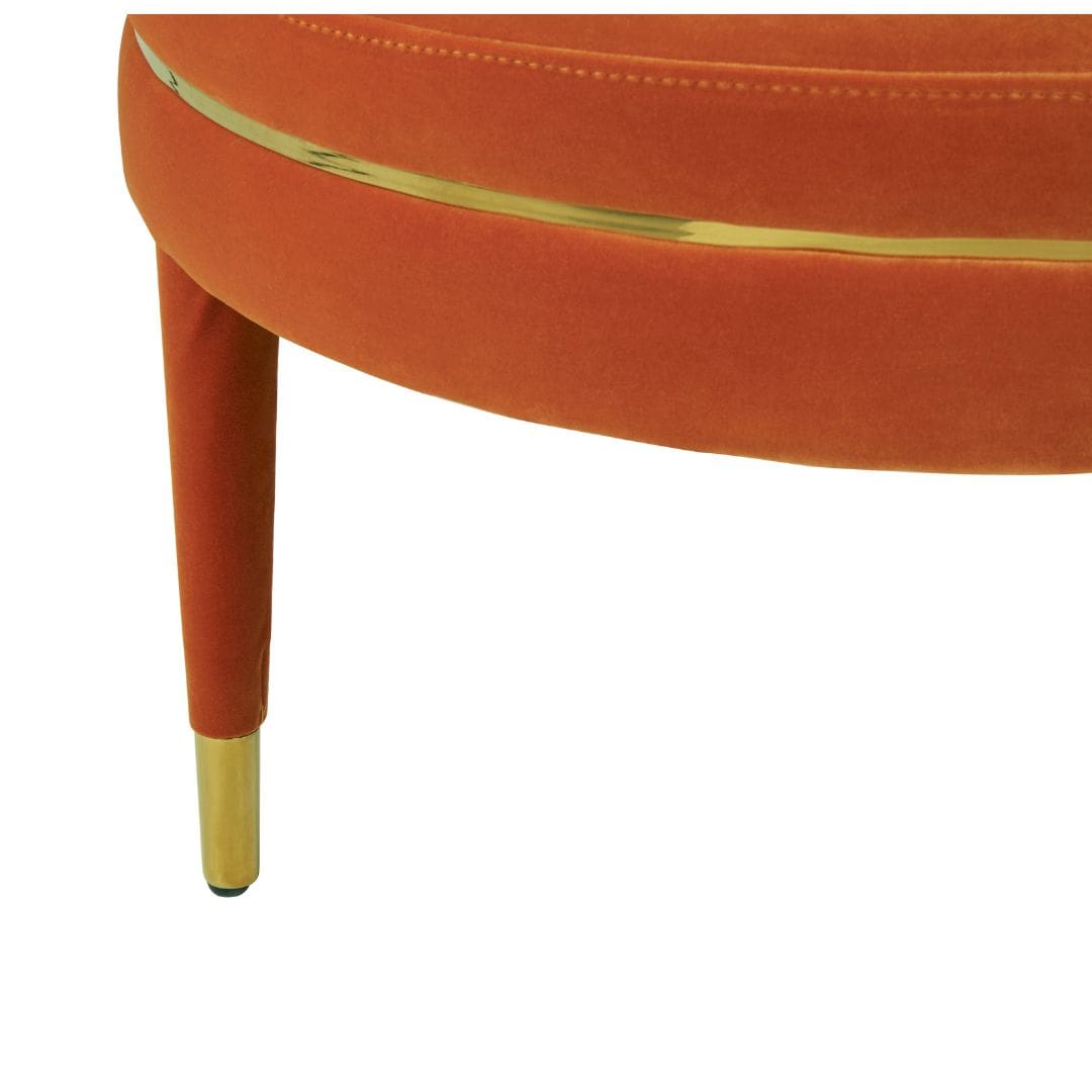 Park Lane Orange Velvet Footstool - Cozy Ottoman for Modern Home