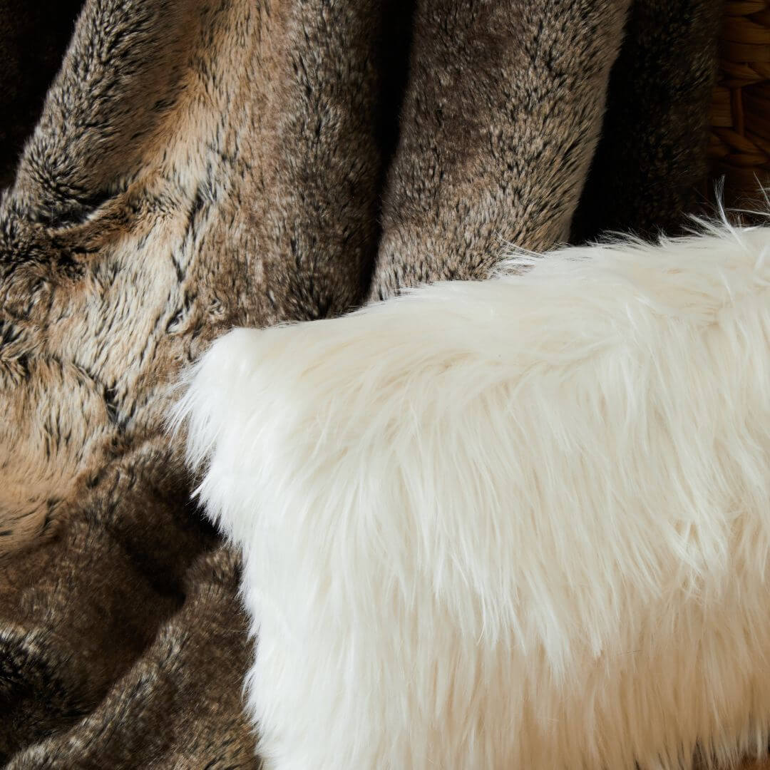 Plush Mocha Ombre Faux Fur Throw