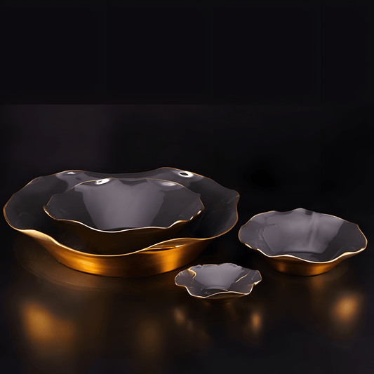 Nima Oberoi Lunares Elegant Ruffled Bowl in Graphite Black