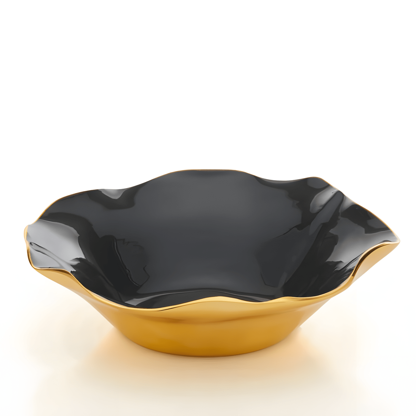 Nima Oberoi Lunares Elegant Ruffled Bowl in Graphite Black