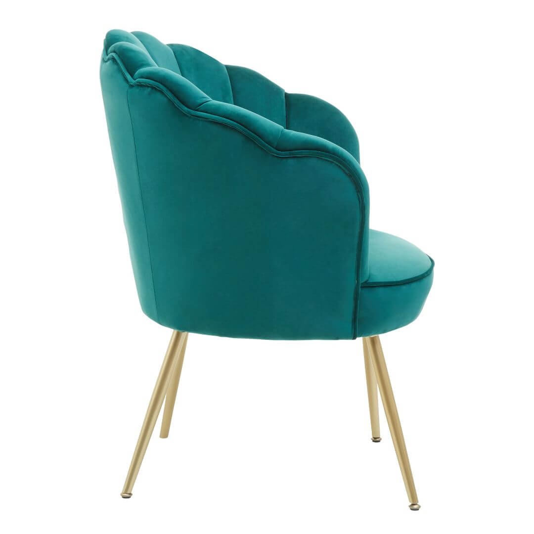 Emerald Green Velvet Scalloped Accent Chair