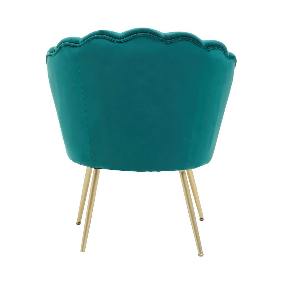 Emerald Green Velvet Scalloped Accent Chair