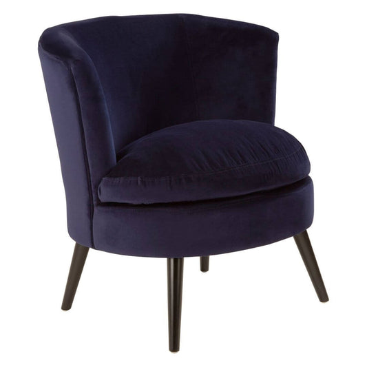 Cozy Midnight Blue Velvet Round Accent Chair